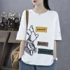 Arte vintage verano nuevo estilo bordado cuello redondo cerquillo algodón camiseta mujer manga corta top suelto Specification image